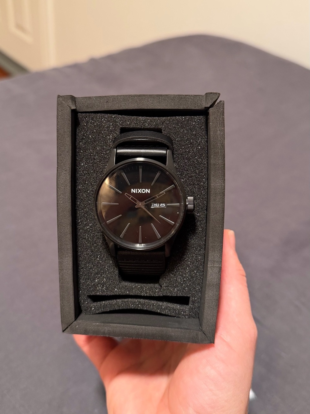 Nixon Black Men’s Leather Strap Watch